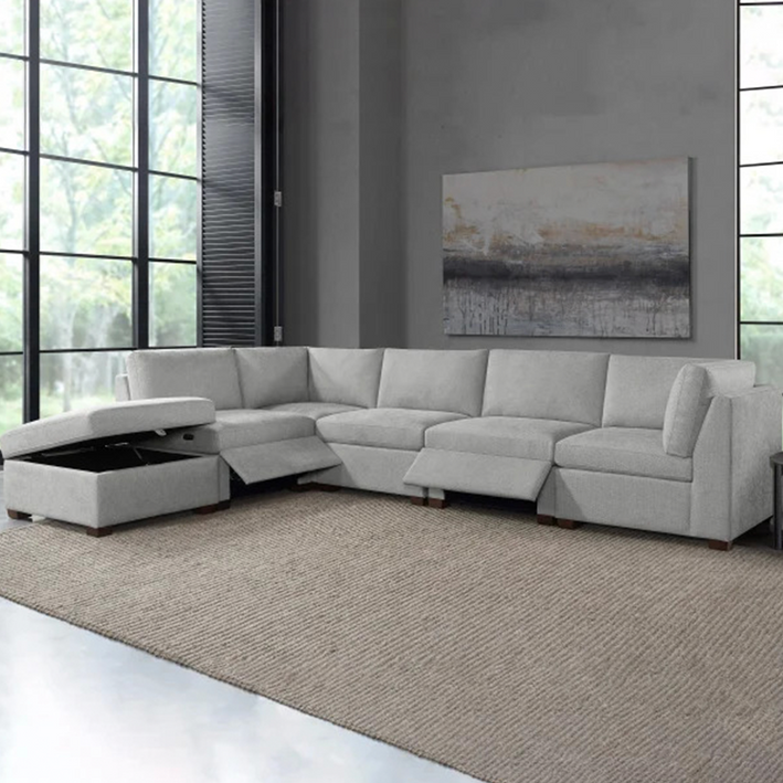 Thomasville Rockford 6-piece Fabric Modular Sectional with 2 Power Footrests