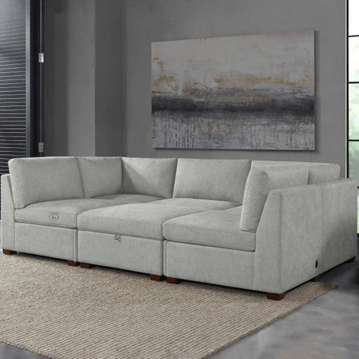Thomasville Rockford 6-piece Fabric Modular Sectional with 2 Power Footrests