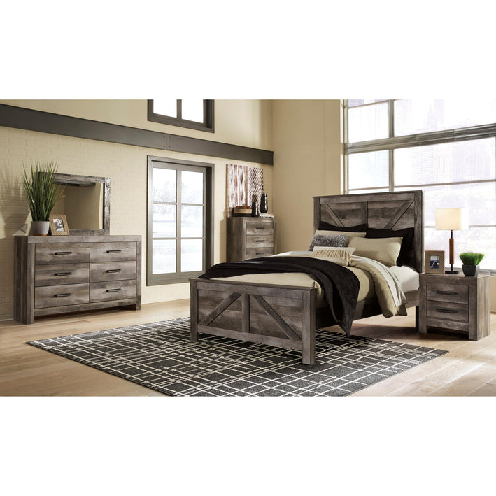 Wynnlow King Crossbuck Panel Bed with Dresser