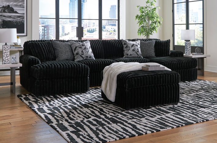 Midnight-Madness 3-Piece Sectional with Ottoman