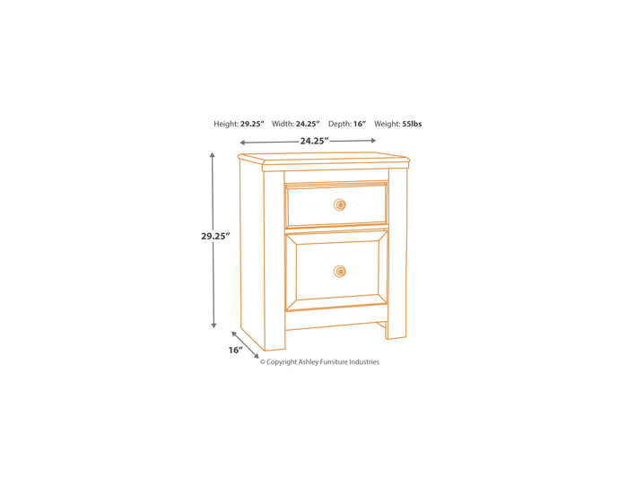 Paxberry Two Drawer Night Stand (B181-92)