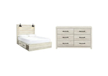 Cambeck Twin Panel Bed with 2 Storage Drawers with Dresser (PKG002975)