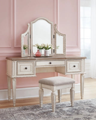 Realyn Vanity/Mirror/Stool (3/CN) (B743-22)