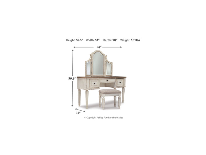 Realyn Vanity/Mirror/Stool (3/CN) (B743-22)