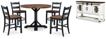 Valebeck Counter Height Dining Table and 4 Barstools with Storage(PKG016052 (D546D21,D546-724(4),D546-60) )