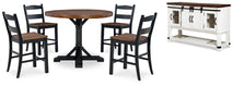 Valebeck Counter Height Dining Table and 4 Barstools with Storage(PKG016052 (D546D21,D546-724(4),D546-60) )
