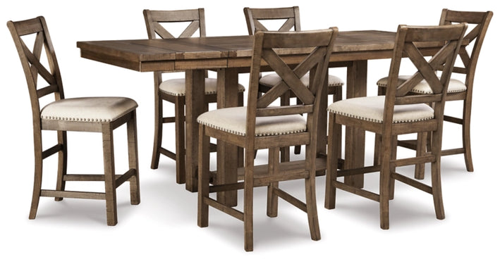 Moriville Counter Height Dining Table and 6 Barstools( PKG014920 (D631-32,D631-124(6)) )