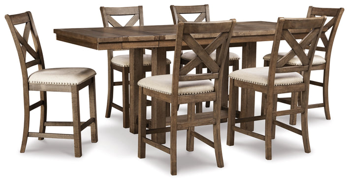 Moriville Counter Height Dining Table and 6 Barstools( PKG014920 (D631-32,D631-124(6)) )