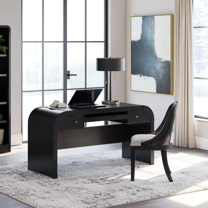 Rowanbeck Home Office Desk with Chair and Storage(PKG018528 (H821-44,H821-01,H821-17))