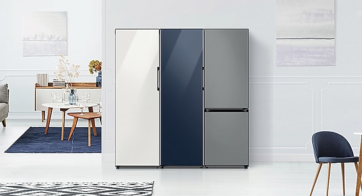 12.0 cu. Ft. Bespoke Bottom Freezer Refrigerator with Flexible Design in Navy Glass (RB12A300641)