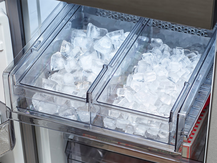 Bespoke 23 cu. ft. Counter Depth 4-Door Flex™ Refrigerator with AI Family Hub™+ & AI Vision Inside™ in Stainless Steel (RF23DB9900QDAA)
