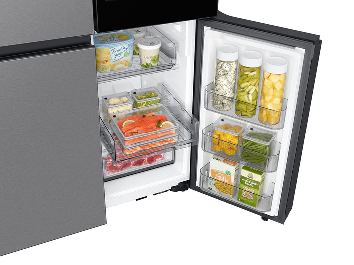 Bespoke 23 cu. ft. Counter Depth 4-Door Flex™ Refrigerator with AI Family Hub™+ & AI Vision Inside™ in Stainless Steel (RF23DB9900QDAA)