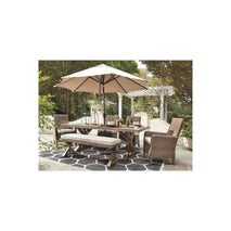 Beachcroft Outdoor Dining Table and 4 Chairs and Bench (PKG000284)