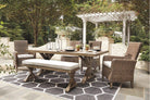 Beachcroft Outdoor Dining Table and 4 Chairs and Bench (PKG000284)