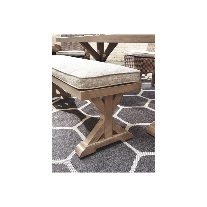 Beachcroft Outdoor Dining Table and 4 Chairs and Bench (PKG000284)