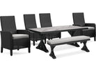Beachcroft Outdoor Dining Table and 4 Chairs and Bench (PKG016790)