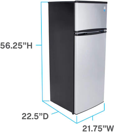 22 Inch Freestanding Top Freezer Refrigerator with 7.3 cu. ft. Capacity, 3 Glass Shelves, Gallon Door Bin, Crisper Drawer, ADA Compliant, and ENERGY STAR®: Stainless Steel (RA733B3S)